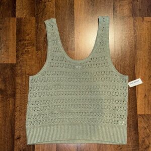 NWT Old Navy Olive Knit Crochet Type Tank Top (size XL)